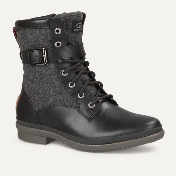 UGG Shoes - UGG Kesey Sz 9.5 Black and Gray Lace-Up Boots Waterproof
